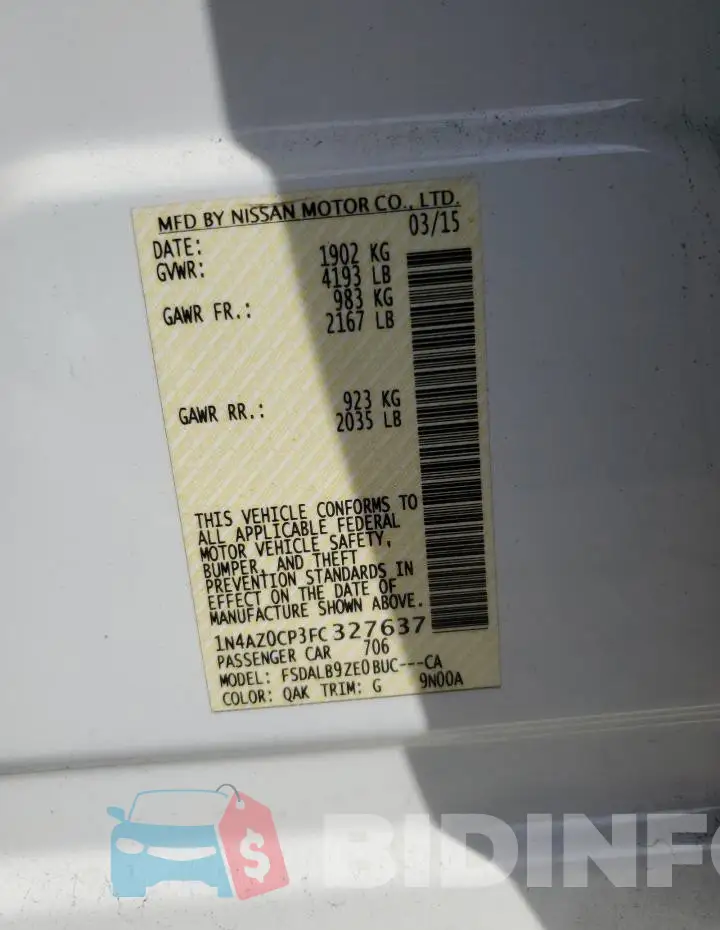 1N4AZ0CP3FC327637 Photo# 12
