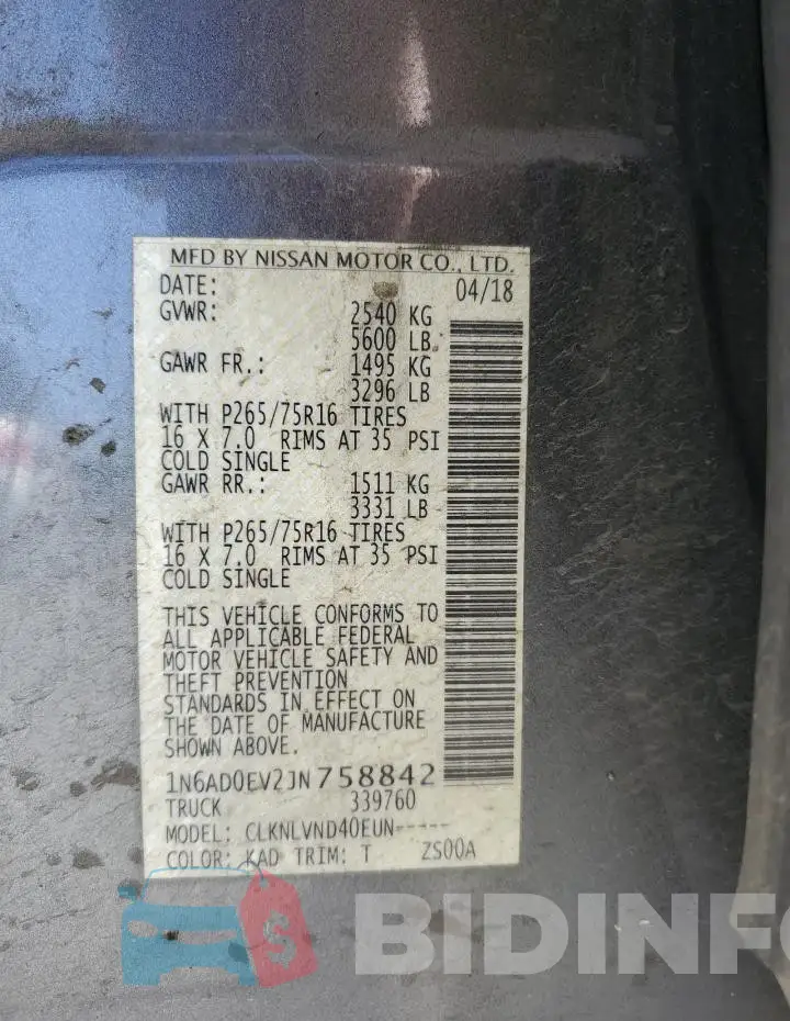 1N6AD0EV2JN758842 Photo# 12