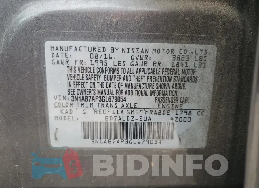 3N1AB7AP3GL679054 Photo# 13