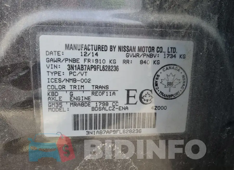 3N1AB7AP9FL628236 Photo# 12