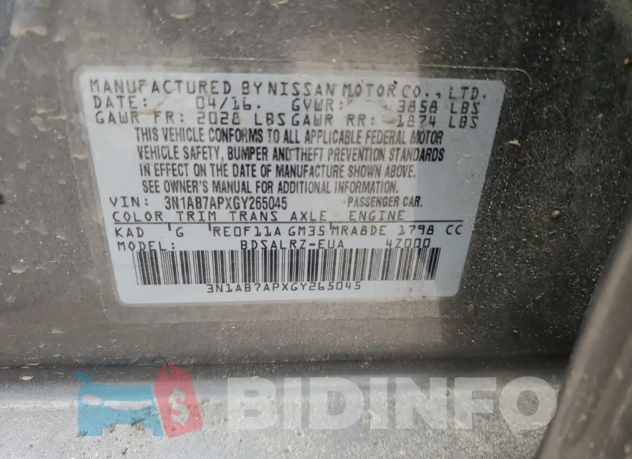3N1AB7APXGY265045 Photo# 12