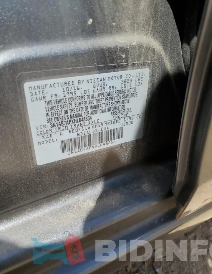 3N1AB7APXHL648854 Photo# 13