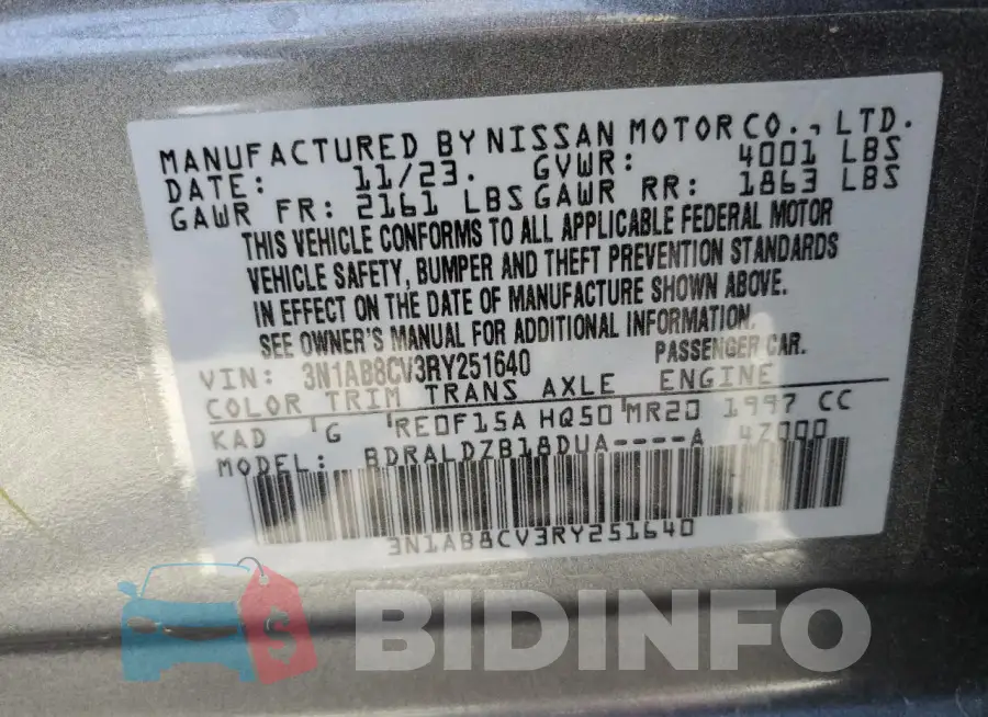 3N1AB8CV3RY251640 Photo# 12