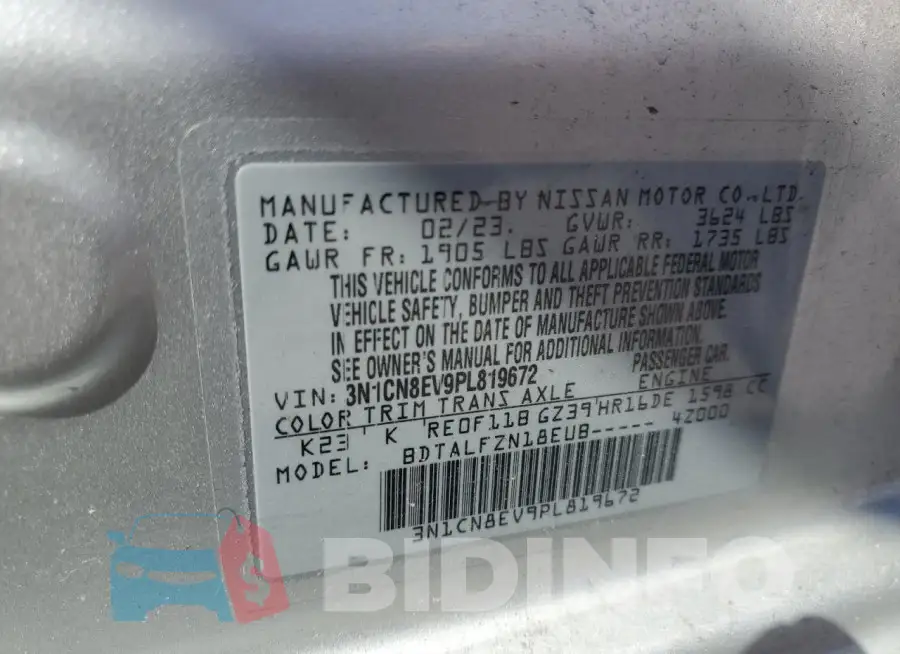 3N1CN8EV9PL819672 Photo# 12