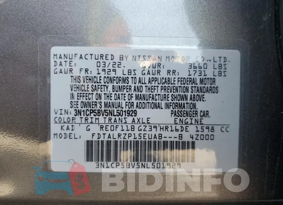 3N1CP5BV5NL501929 Photo# 12