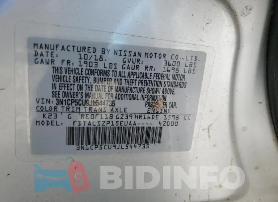 3N1CP5CU9JL544735 Photo# 13