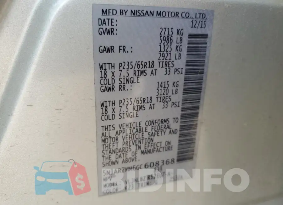 5N1AR2MM6GC608368 Photo# 13