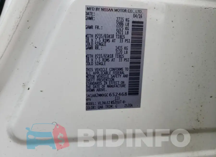 5N1AR2MMXGC652468 Photo# 13