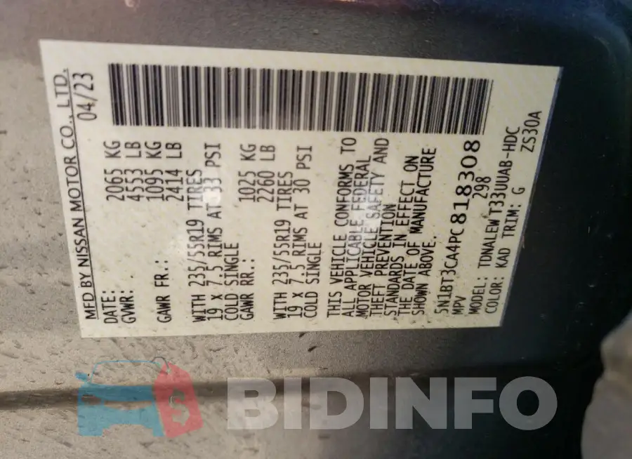 5N1BT3CA4PC818308 Photo# 13