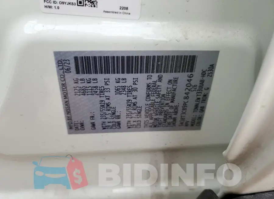 5N1BT3CB9PC842046 Photo# 12