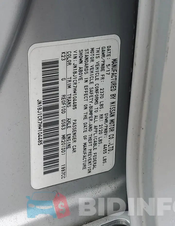 JN1BJ1CR7HW104485 Photo# 12