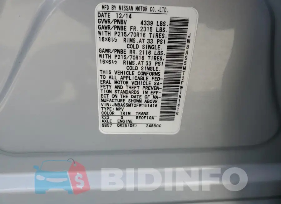 JN8AS5MT2FW151416 Photo# 12