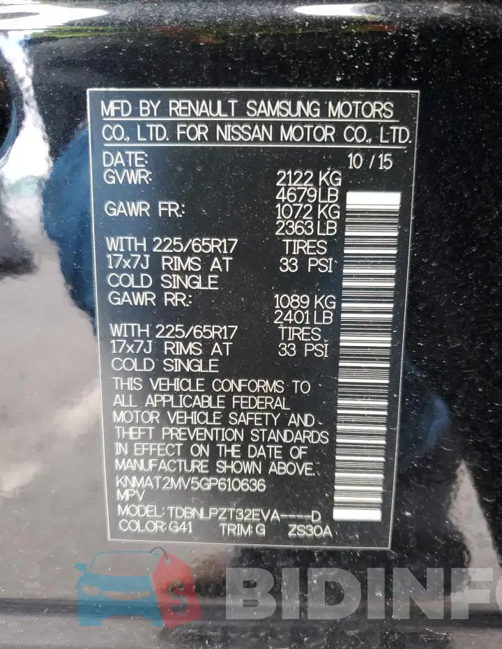 KNMAT2MV5GP610636 Photo# 14