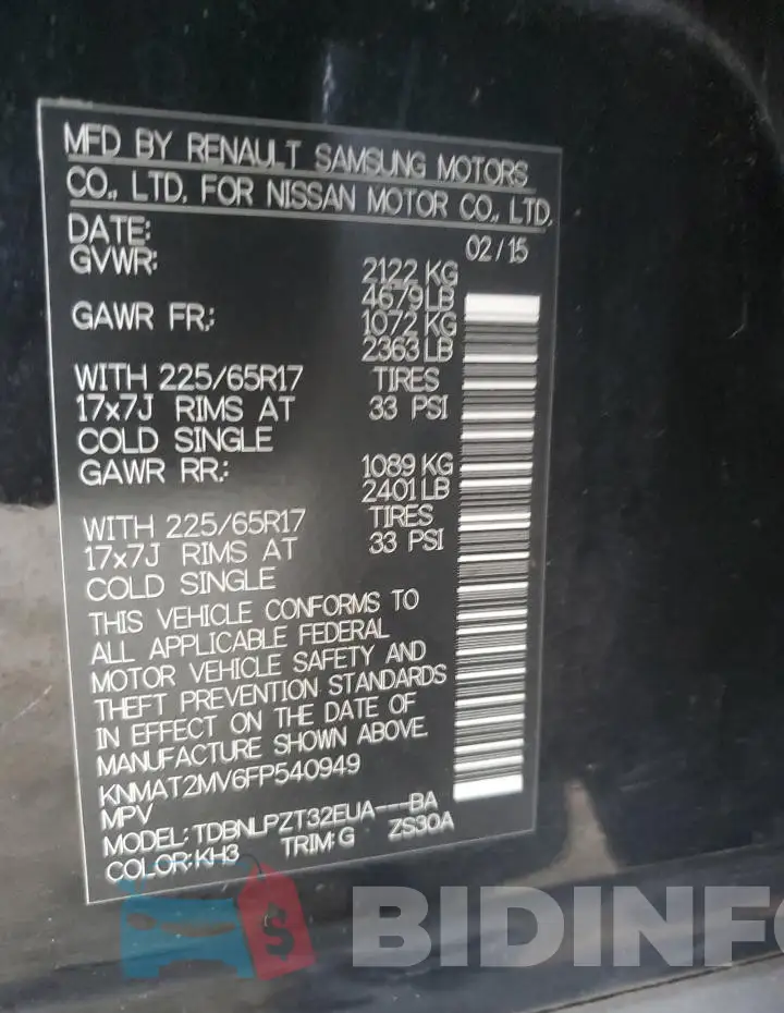 KNMAT2MV6FP540949 Photo# 14