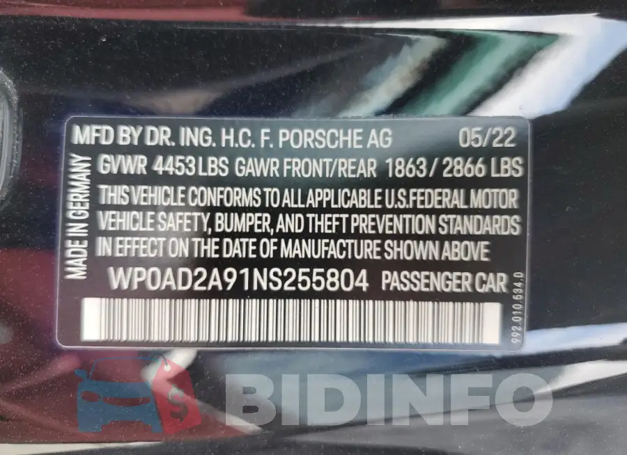 WP0AD2A91NS255804 Photo# 13