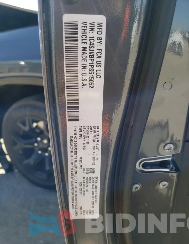 1C4SJVBP1PS515052 Photo# 12