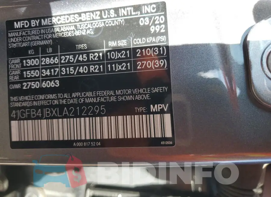 4JGFB4JBXLA212295 Photo# 13