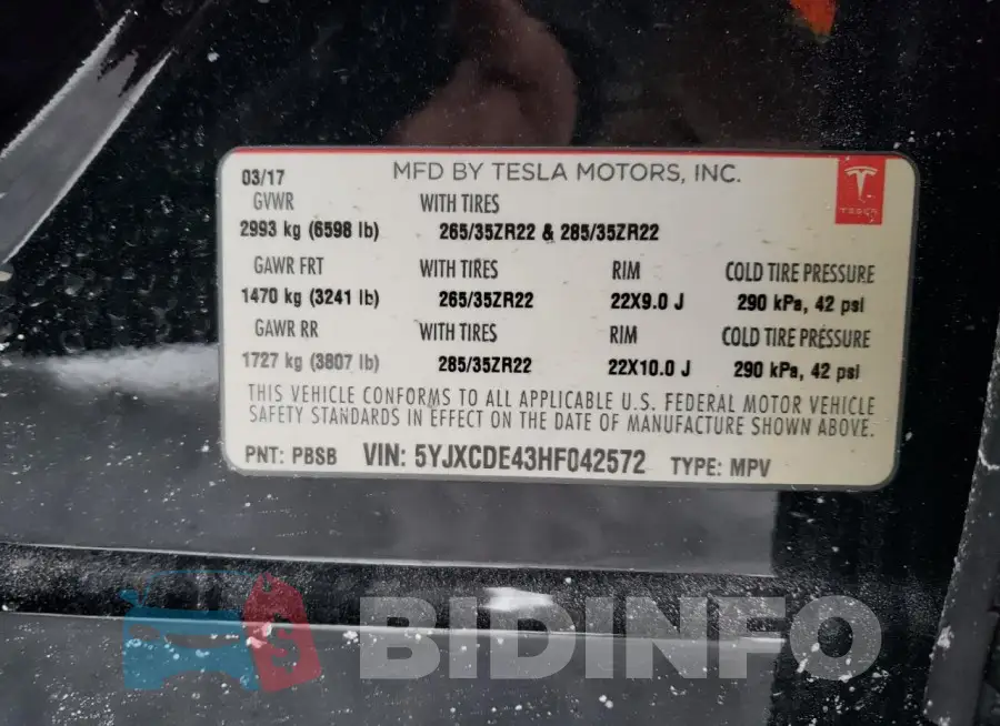 5YJXCDE43HF042572 Photo# 12