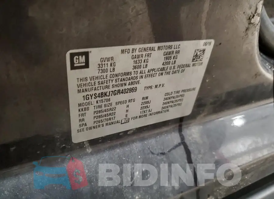 1GYS4BKJ7GR402869 Photo# 13