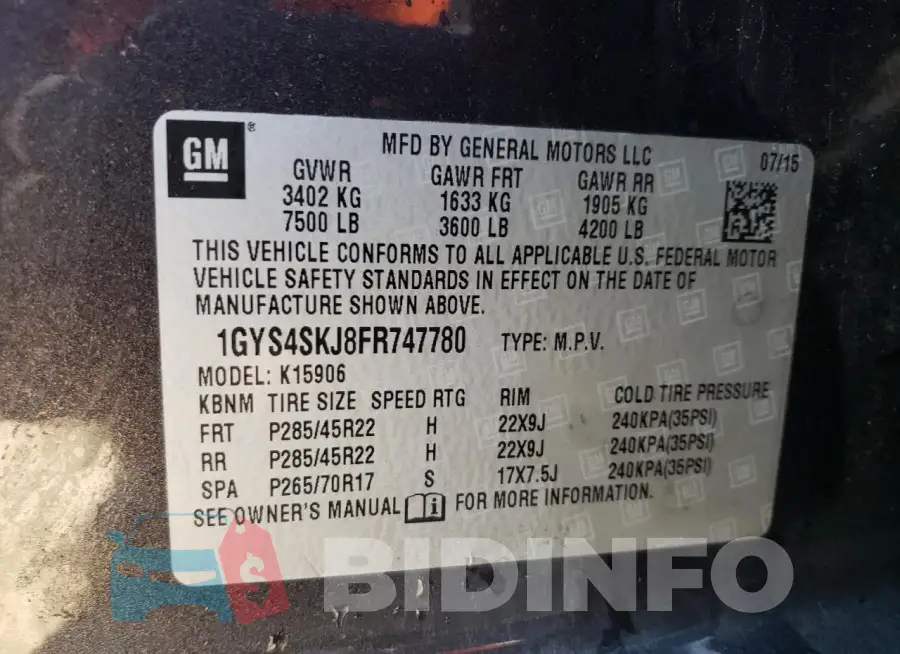 1GYS4SKJ8FR747780 Photo# 14