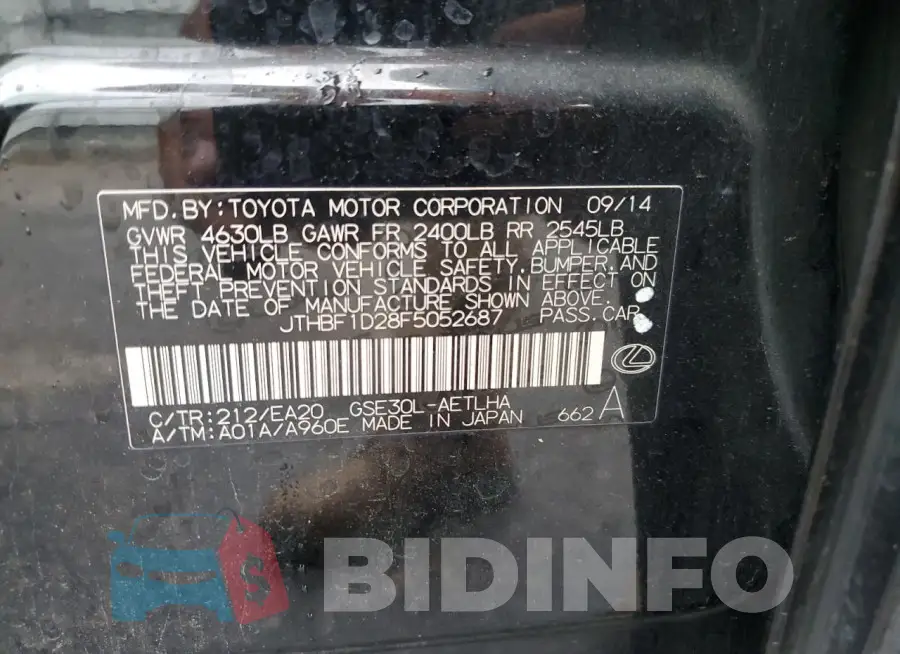 JTHBF1D28F5052687 Photo# 12