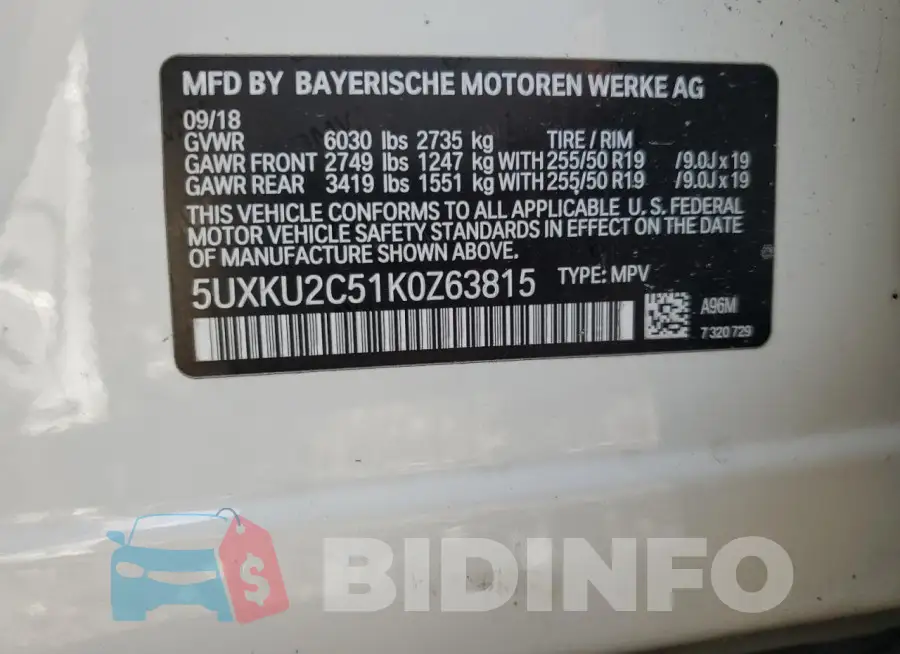 5UXKU2C51K0Z63815 Photo# 12