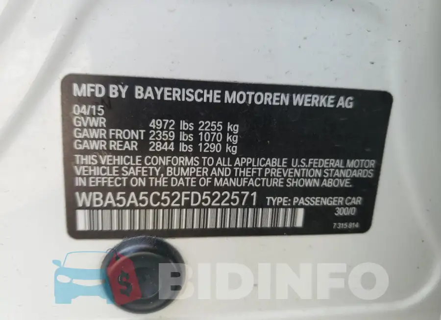 WBA5A5C52FD522571 Photo# 12