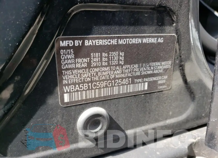 WBA5B1C59FG125461 Photo# 12