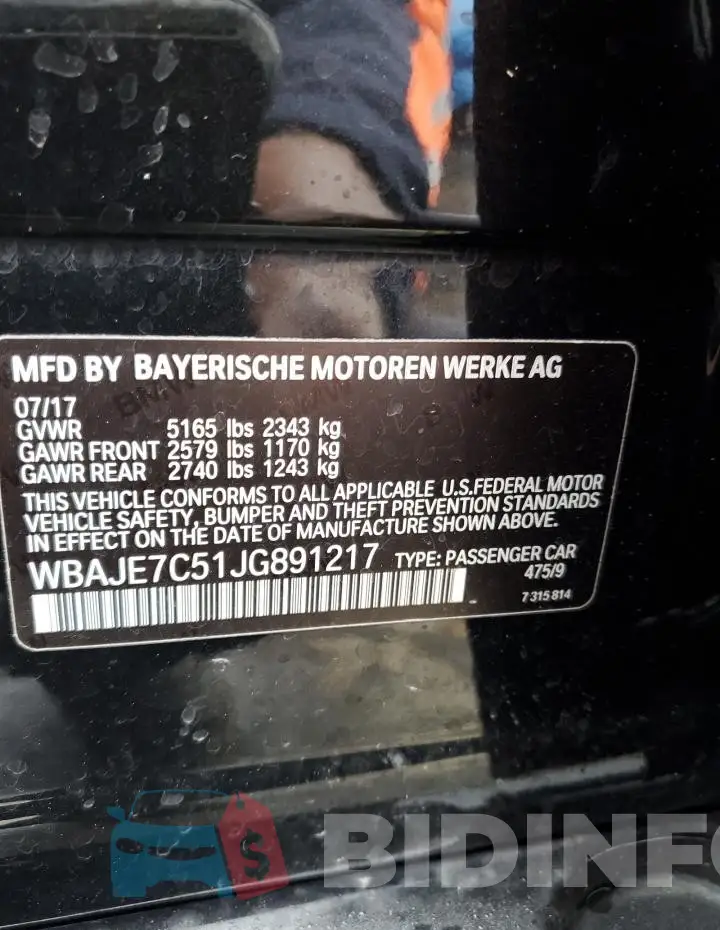 WBAJE7C51JG891217 Photo# 12