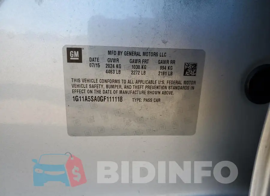 1G11A5SA0GF111118 Photo# 12