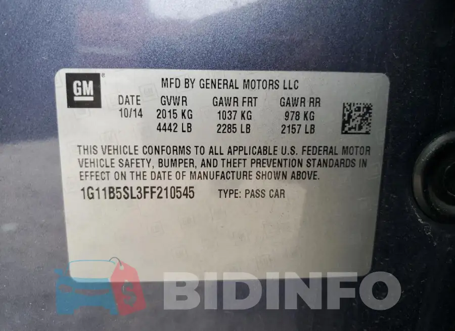1G11B5SL3FF210545 Photo# 13