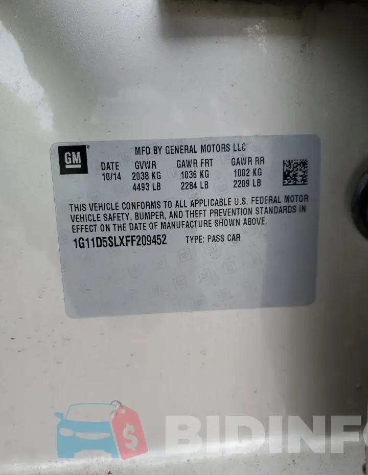 1G11D5SLXFF209452 Photo# 12