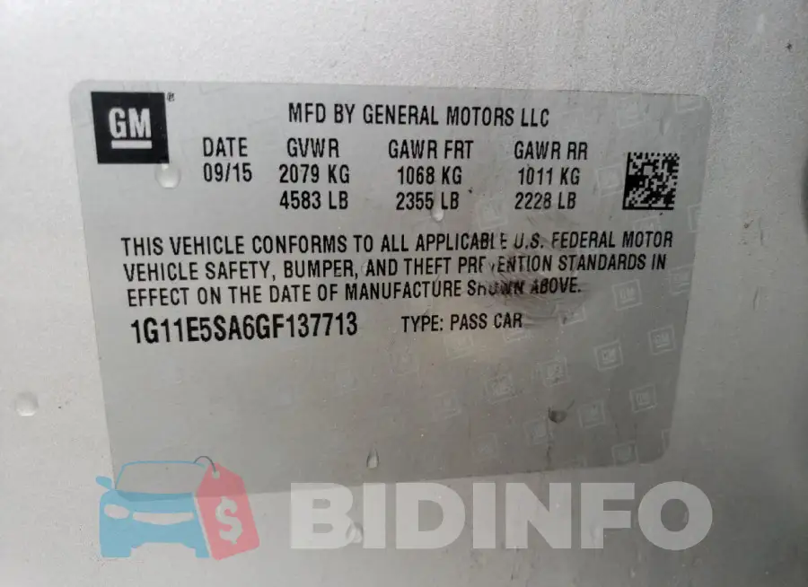 1G11E5SA6GF137713 Photo# 13