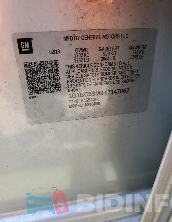 1G1BC5SM9K7147062 Photo# 12