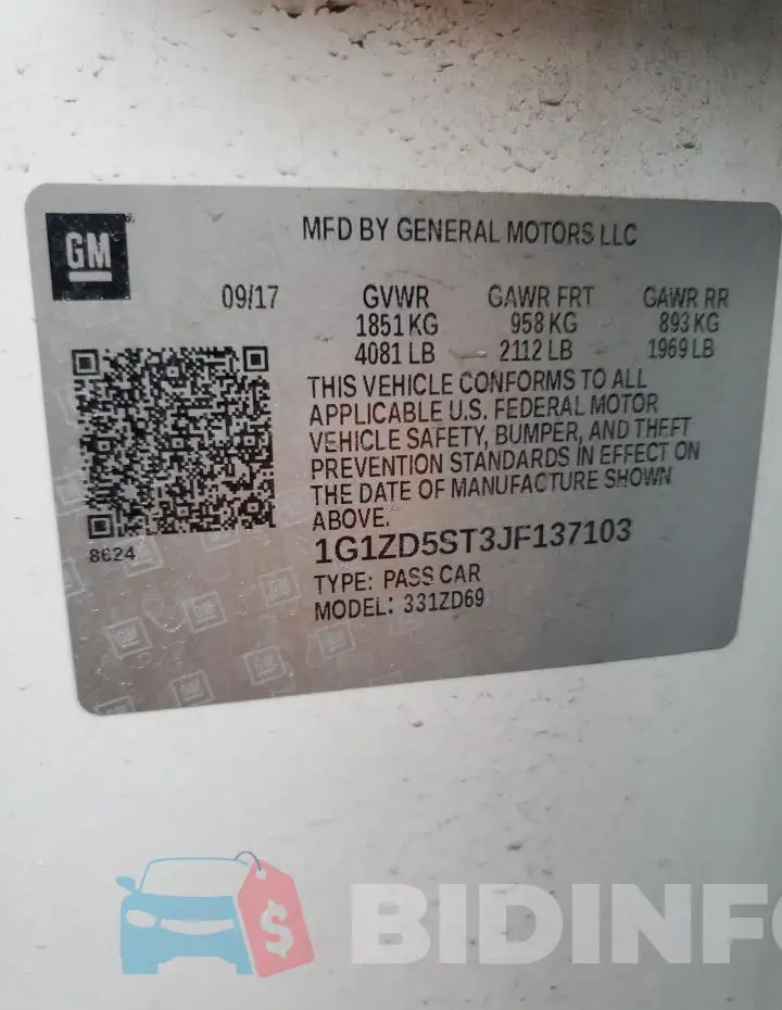 1G1ZD5ST3JF137103 Photo# 12