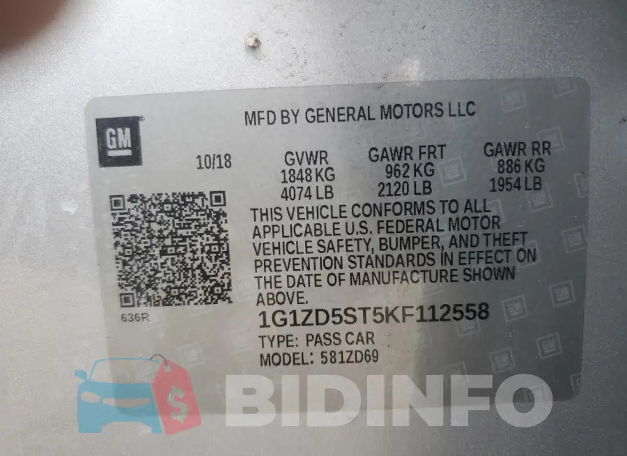 1G1ZD5ST5KF112558 Photo# 12