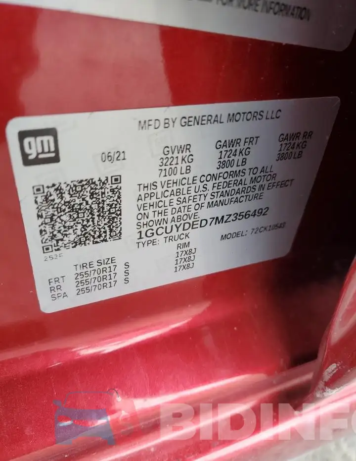 1GCUYDED7MZ356492 Photo# 12