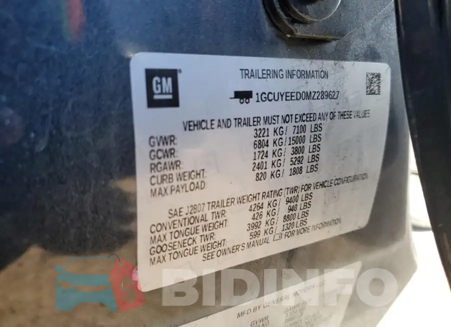1GCUYEED0MZ289627 Photo# 13