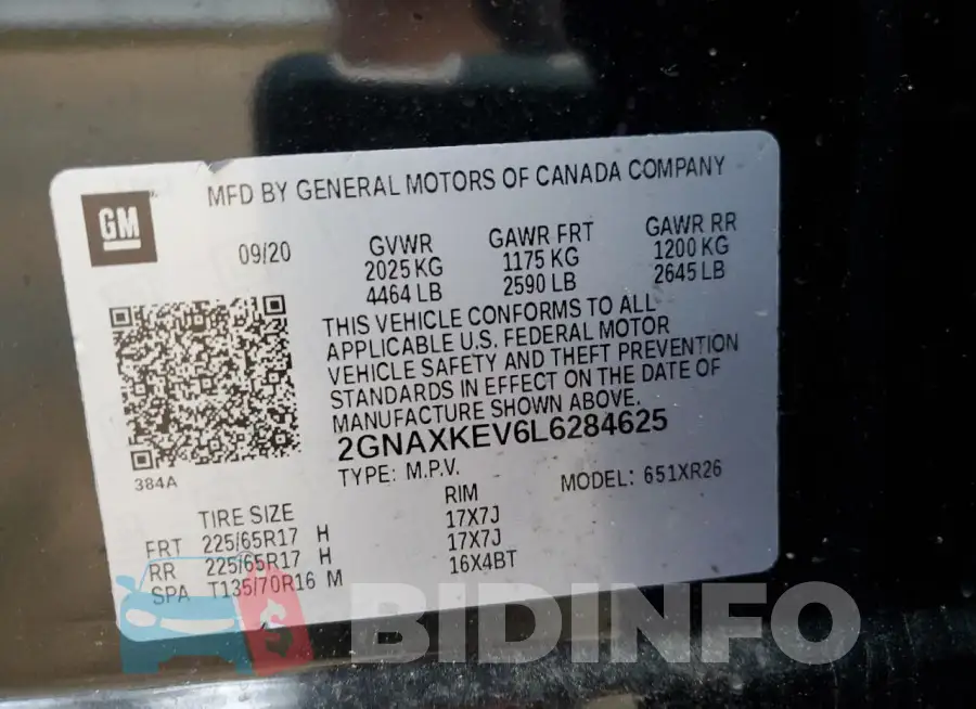 2GNAXKEV6L6284625 Photo# 13