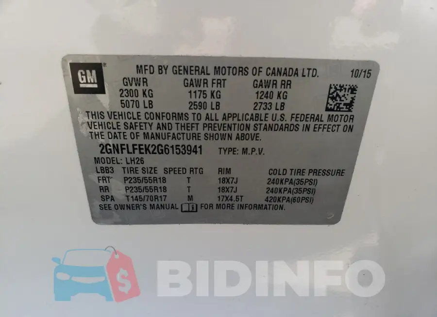 2GNFLFEK2G6153941 Photo# 12