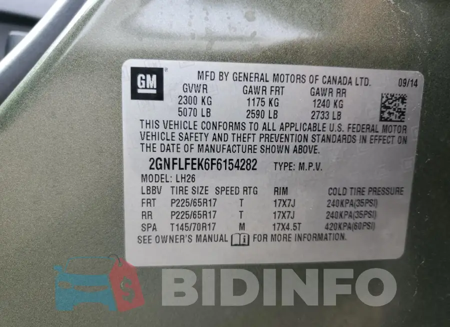 2GNFLFEK6F6154282 Photo# 12