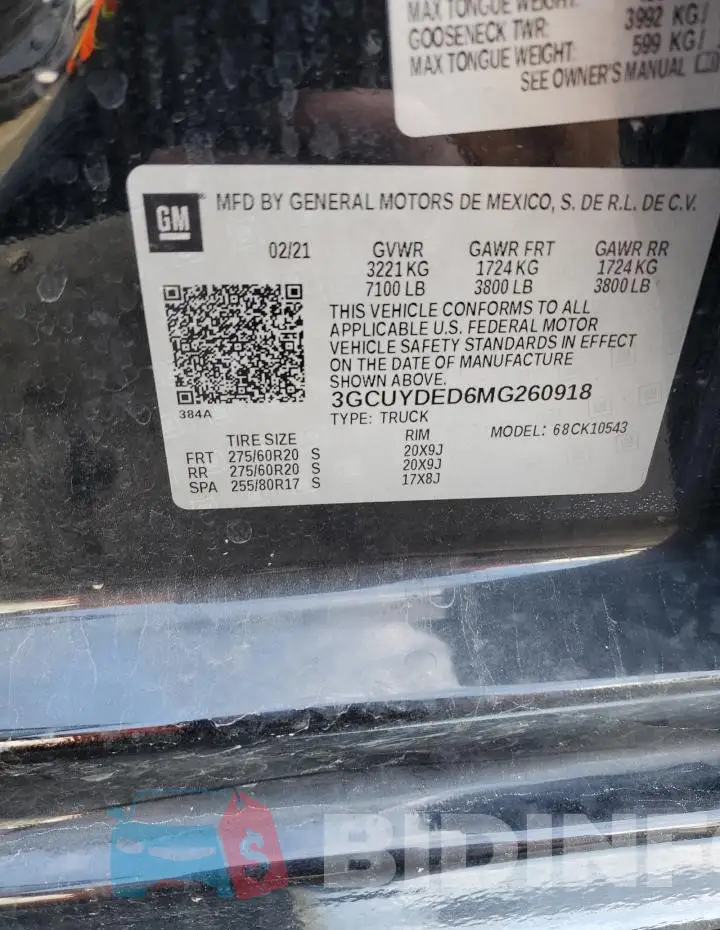 3GCUYDED6MG260918 Photo# 13
