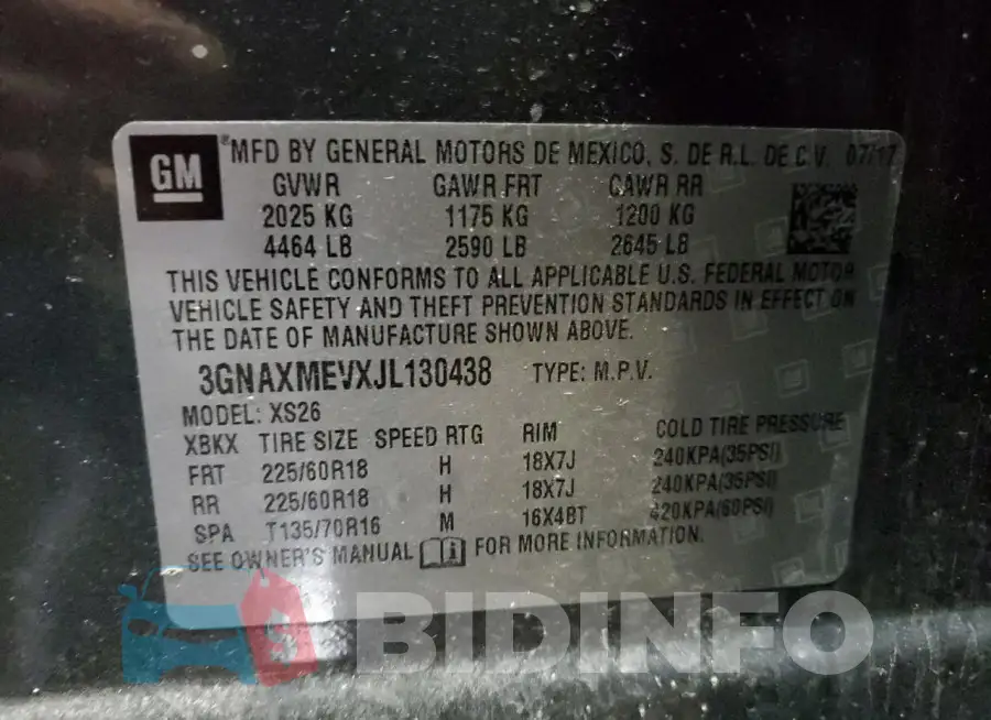 3GNAXMEVXJL130438 Photo# 12