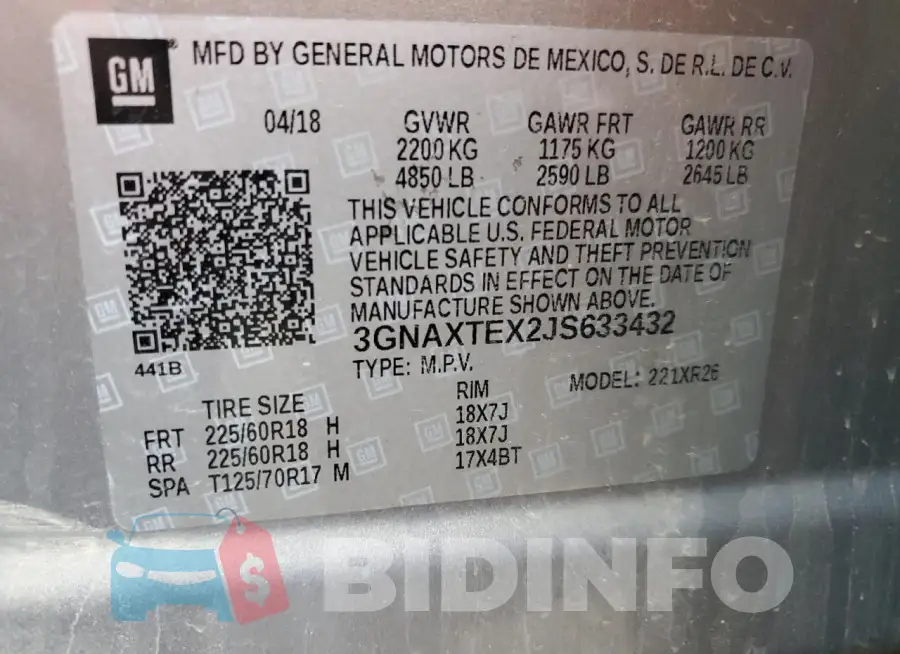 3GNAXTEX2JS633432 Photo# 13