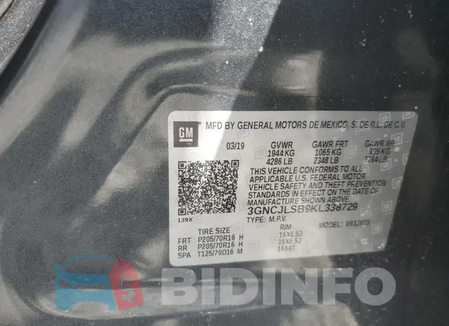 3GNCJLSB9KL338729 Photo# 13