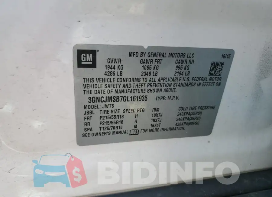 3GNCJMSB7GL161935 Photo# 13