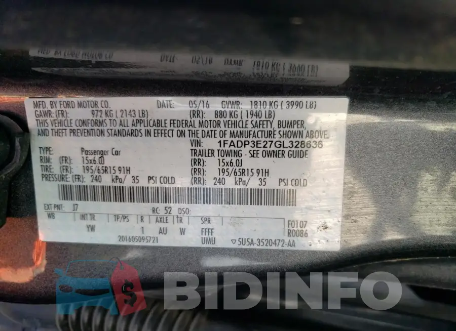 1FADP3E27GL328636 Photo# 12