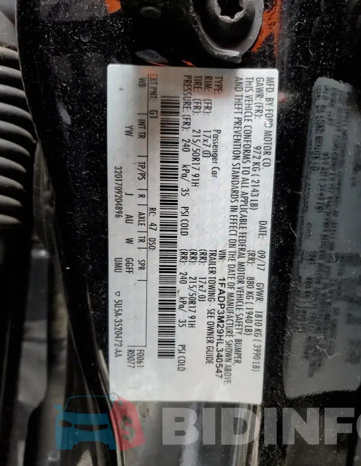 1FADP3M29HL340547 Photo# 14