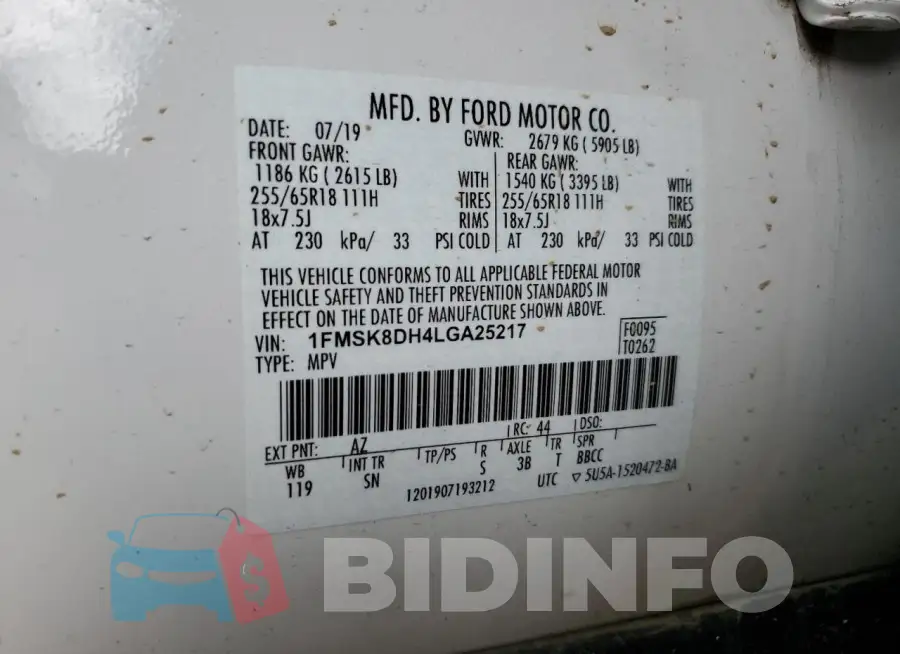 1FMSK8DH4LGA25217 Photo# 12