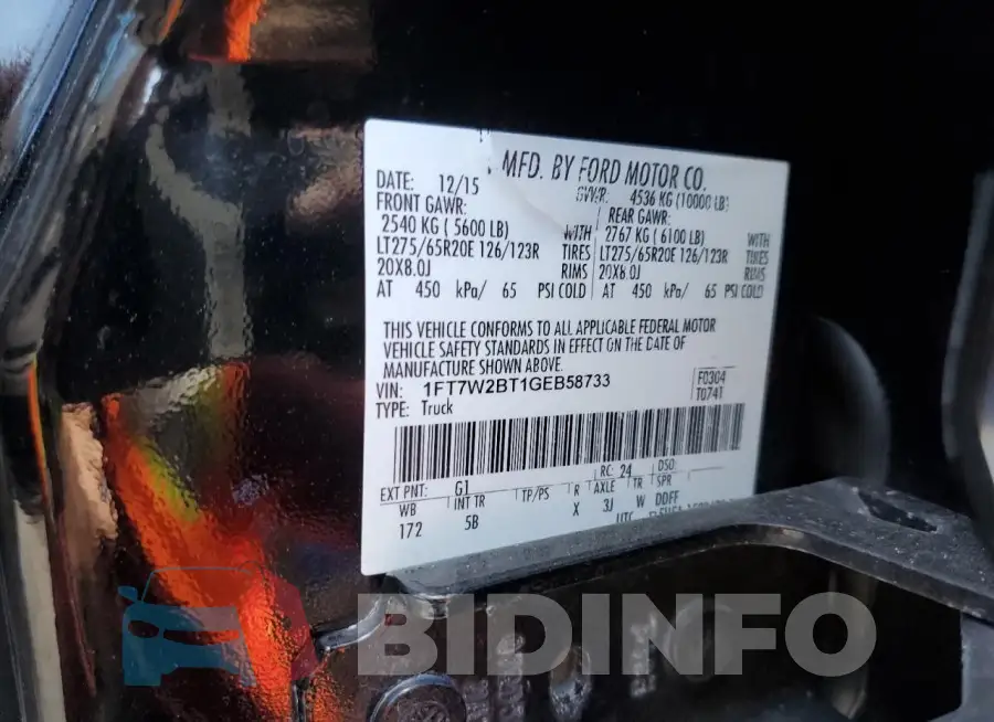 1FT7W2BT1GEB58733 Photo# 12